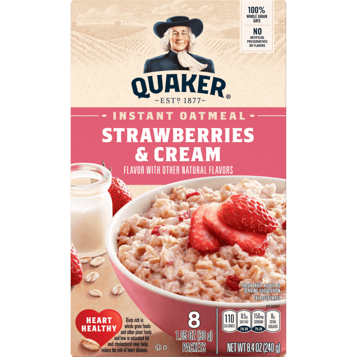 Strawberries and Cream Quaker Oatmeal Nutrition Facts