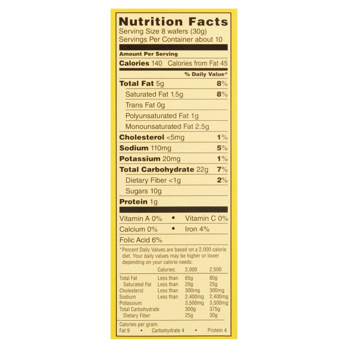 Nilla wafers nutrition facts