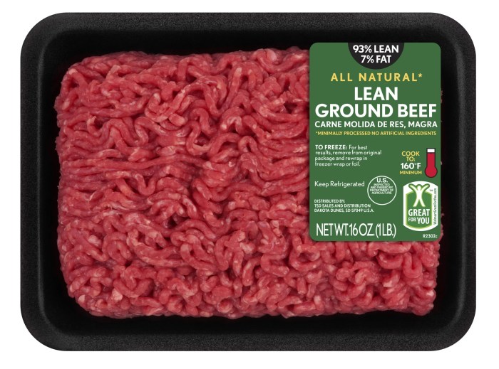 Nutrition facts ground beef 93/7