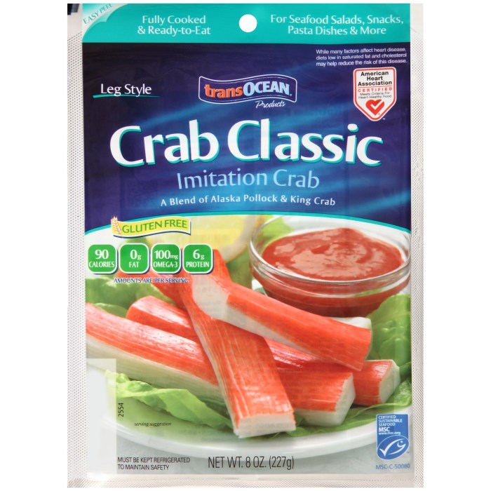 Nutrition facts for imitation crab